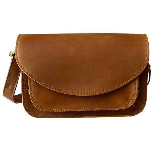 Cowhide Leather Womens Shoulder Purse Small Cross Body Organizer Bag with Many Pockets