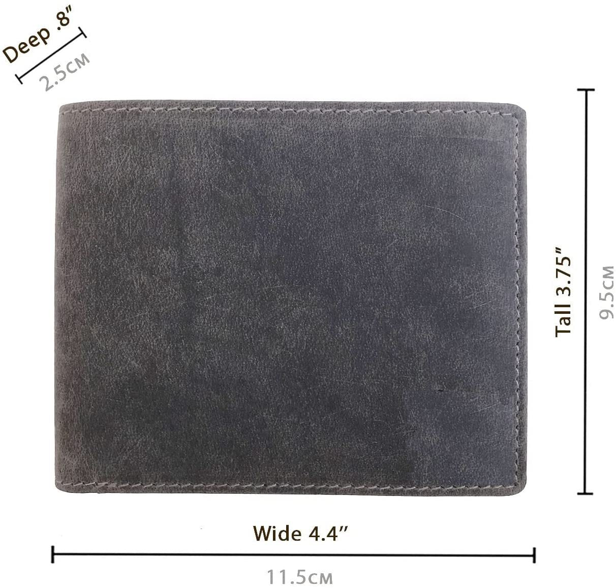 Leather Wallet for Men's-Genuine Washed Calf RFID Blocking Bifold Men Wallet With Coin Pocket (Vertical Flip Stitched Collar, Black)