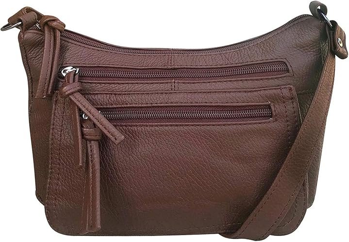 Women's Leather Medium Cross Body Purse Shoulder Ladies Handbag with Many Pocket