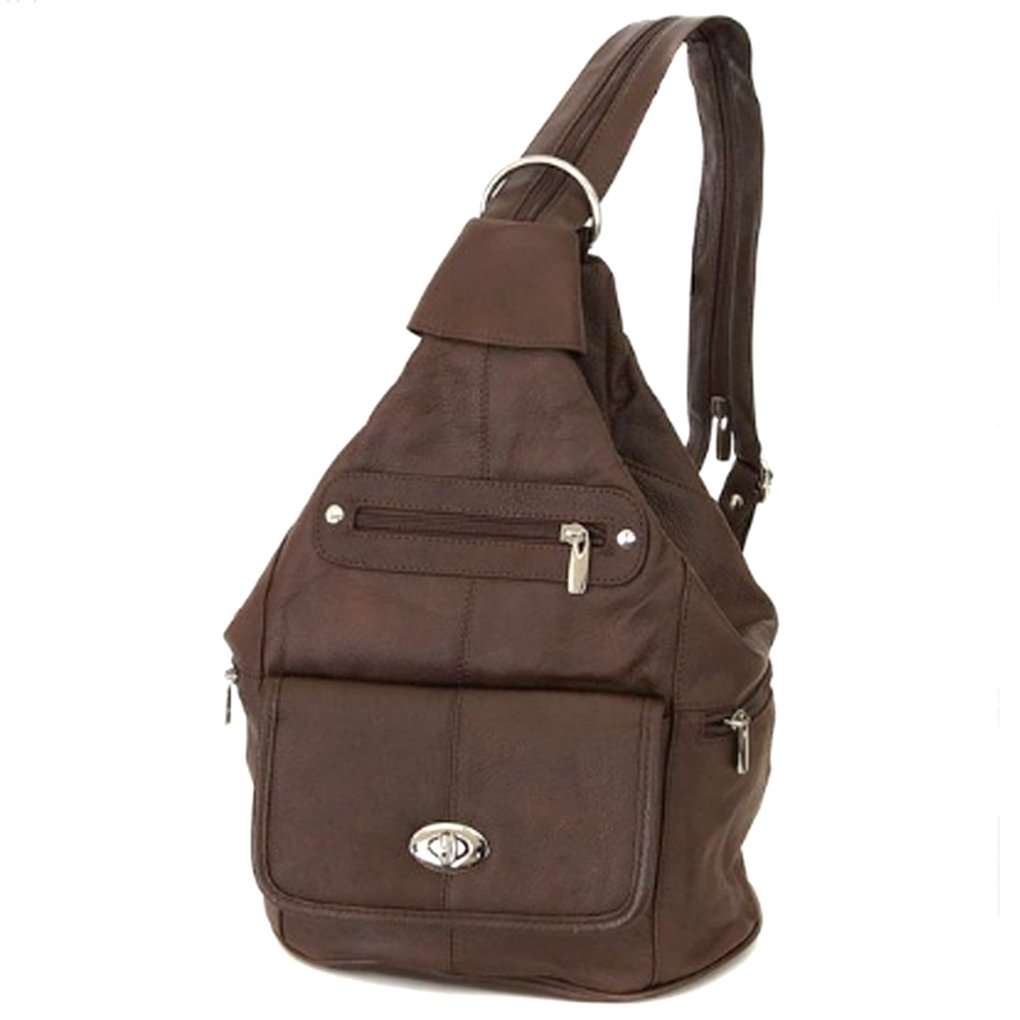 Women's Cowhide Leather Backpack Convertible Sling One Shoulder Large Bag Secure Entry |7 Pocket