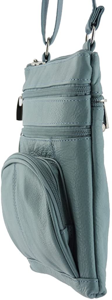 SILVERFEVER Genuine Leather Organizer Handbag Cross Body - Shoulder Travel Bag