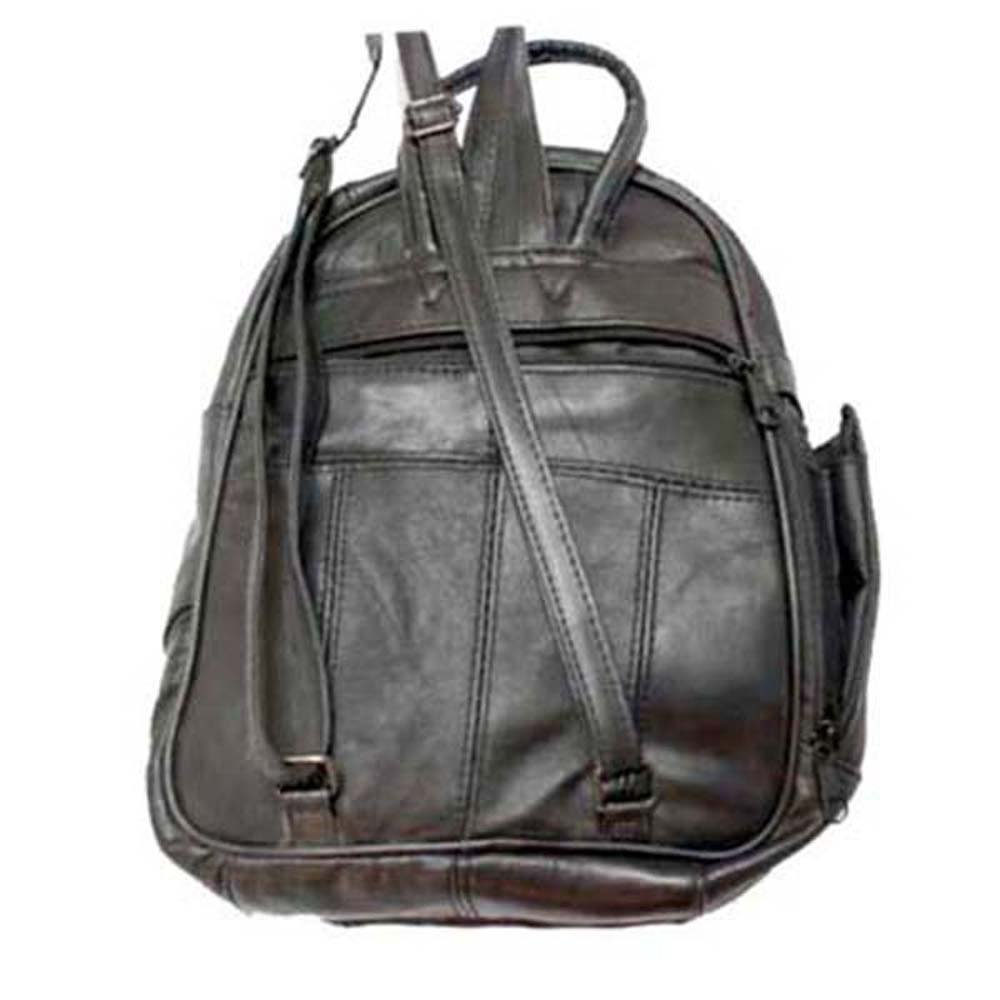 Silver Fever Genuine Leather Round Top Backpack Purse Organizer Bag