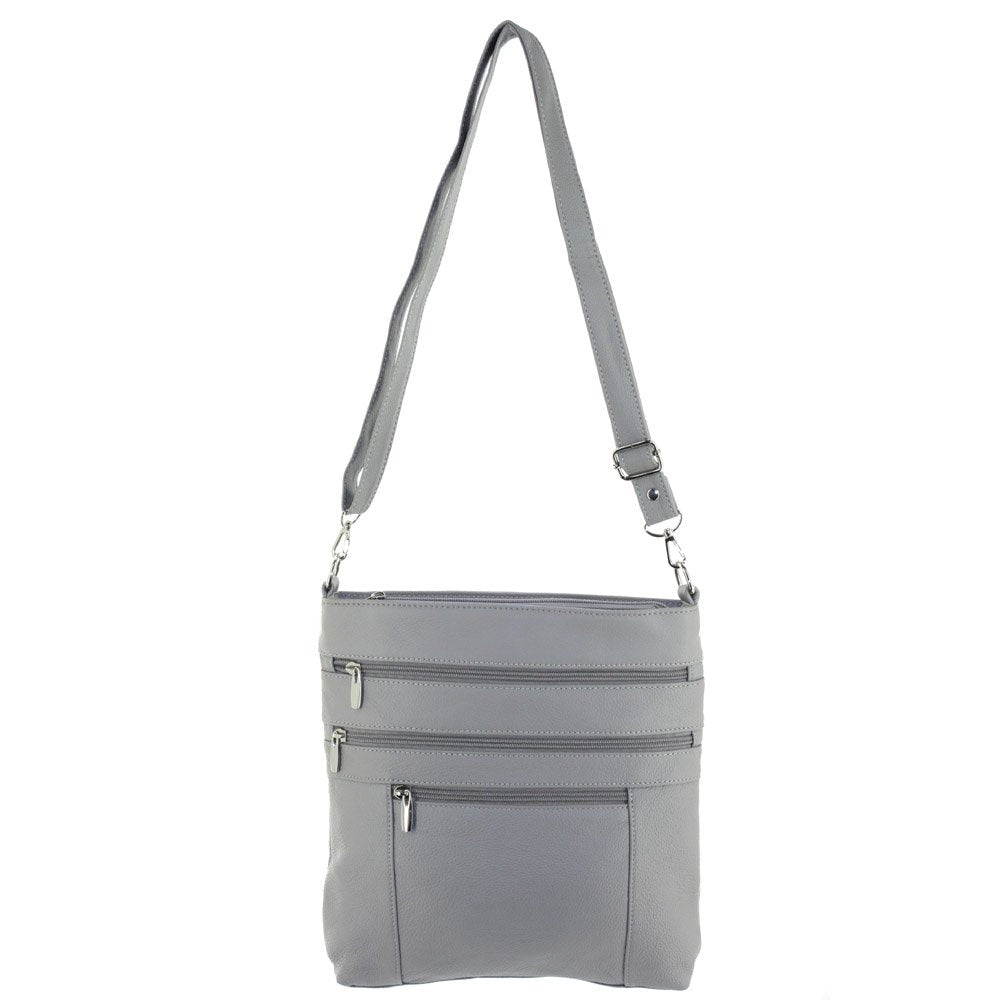 Silver Fever Messenger Italian Leather Shoulder Cross Body Bag Ipad Compatible Unisex