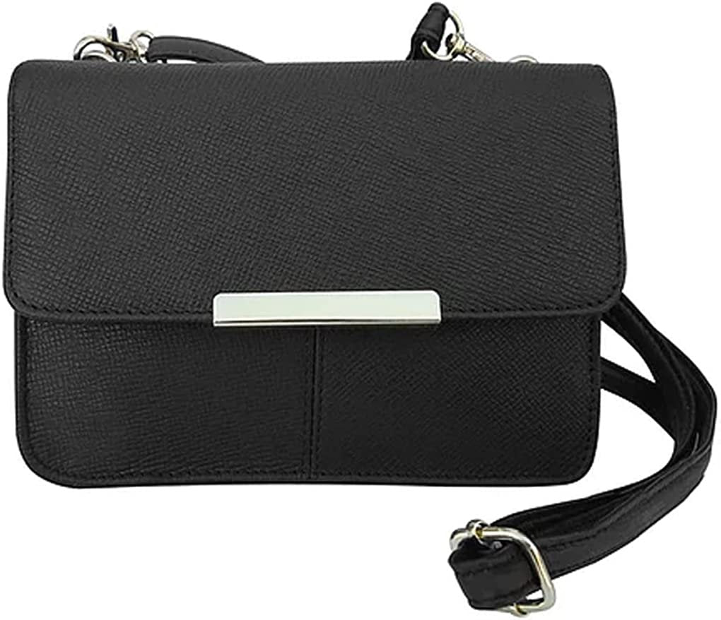 Cowhide Leather Womens Shoulder Purse Small Cross Body Organizer Bag with Many Pockets
