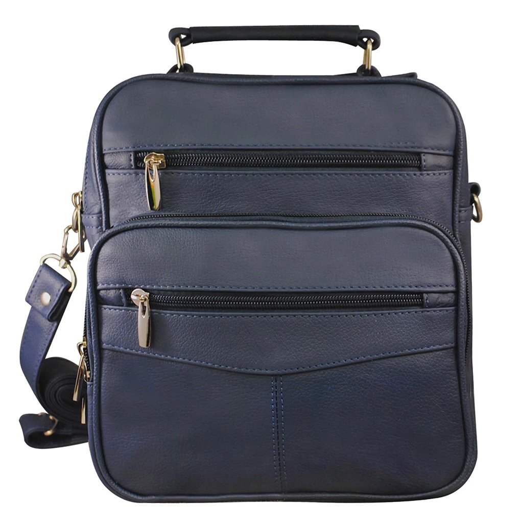 Cowhide Leather Men's Messenger Crossbody w Top Handle & Removable CB Strap