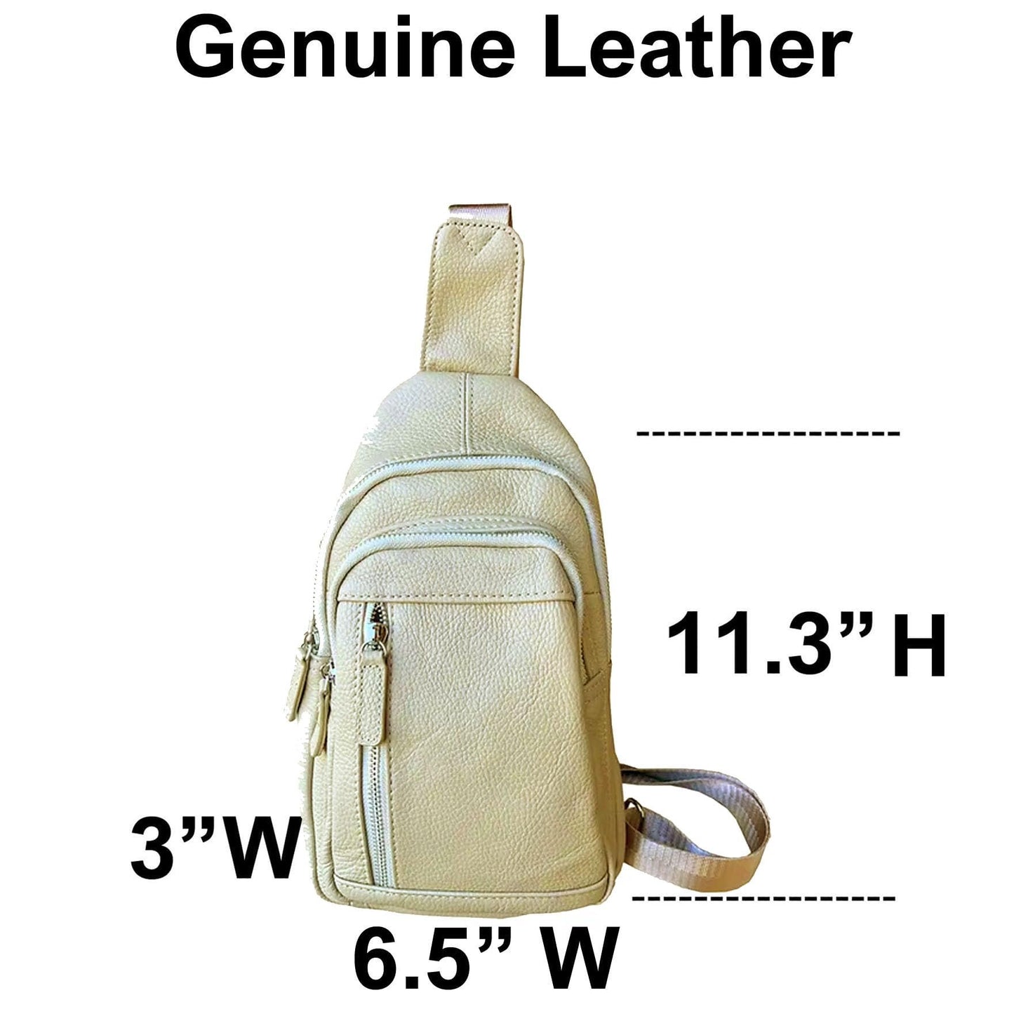 SILVERFEVER Women's Cross Body Sling Leather Bag Chest Bag Daypack Fanny Pack for Every Day, Hiking, or Traveling (Grey)