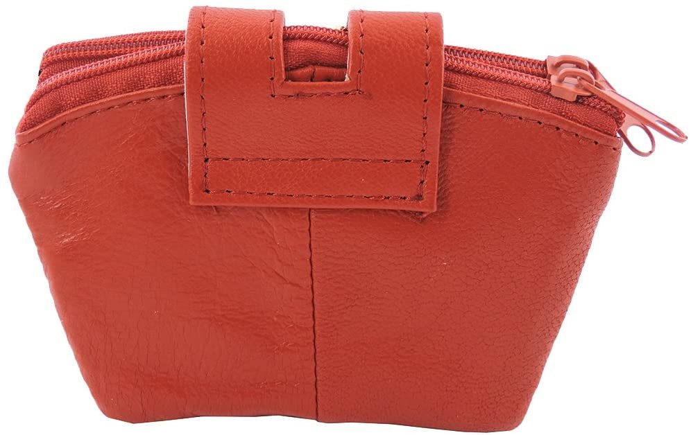 SILVERFEVER Leather Coin Purse with Kisslock Closure - Handcrafted Genuine Lambskin (3 Entry, Black)