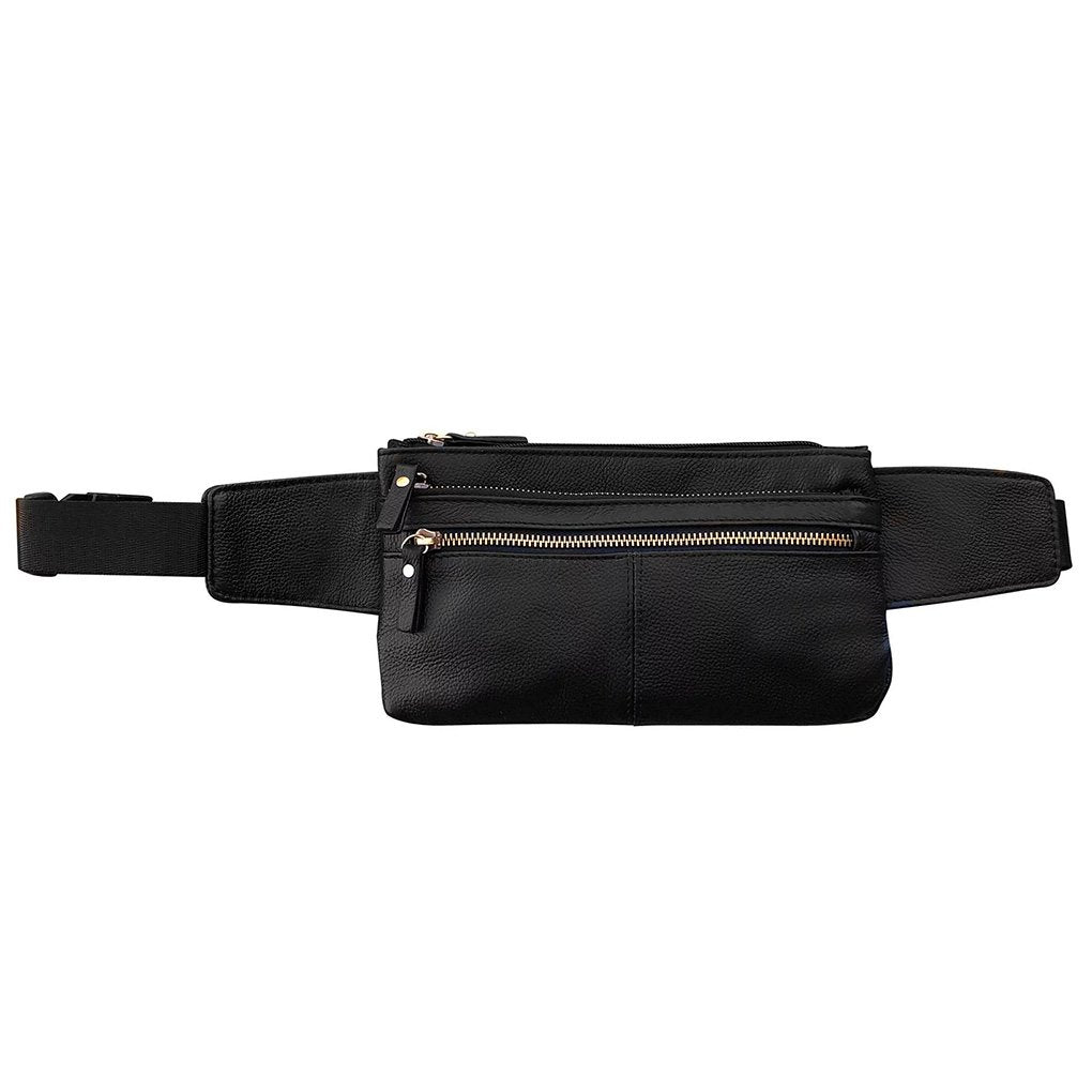 SILVERFEVER Genuine Leather Fanny Pack Cellphone Holder Modern