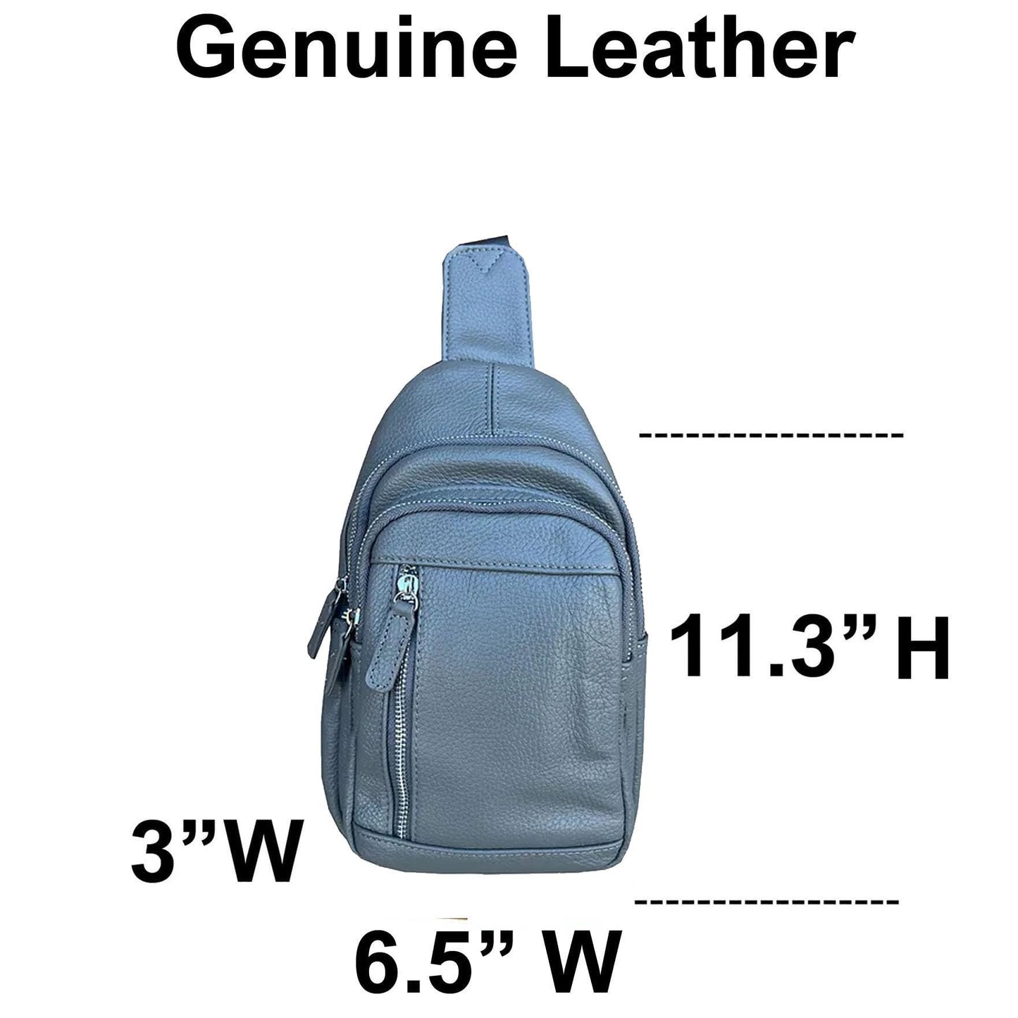 SILVERFEVER Women's Cross Body Sling Leather Bag Chest Bag Daypack Fanny Pack for Every Day, Hiking, or Traveling (Grey)