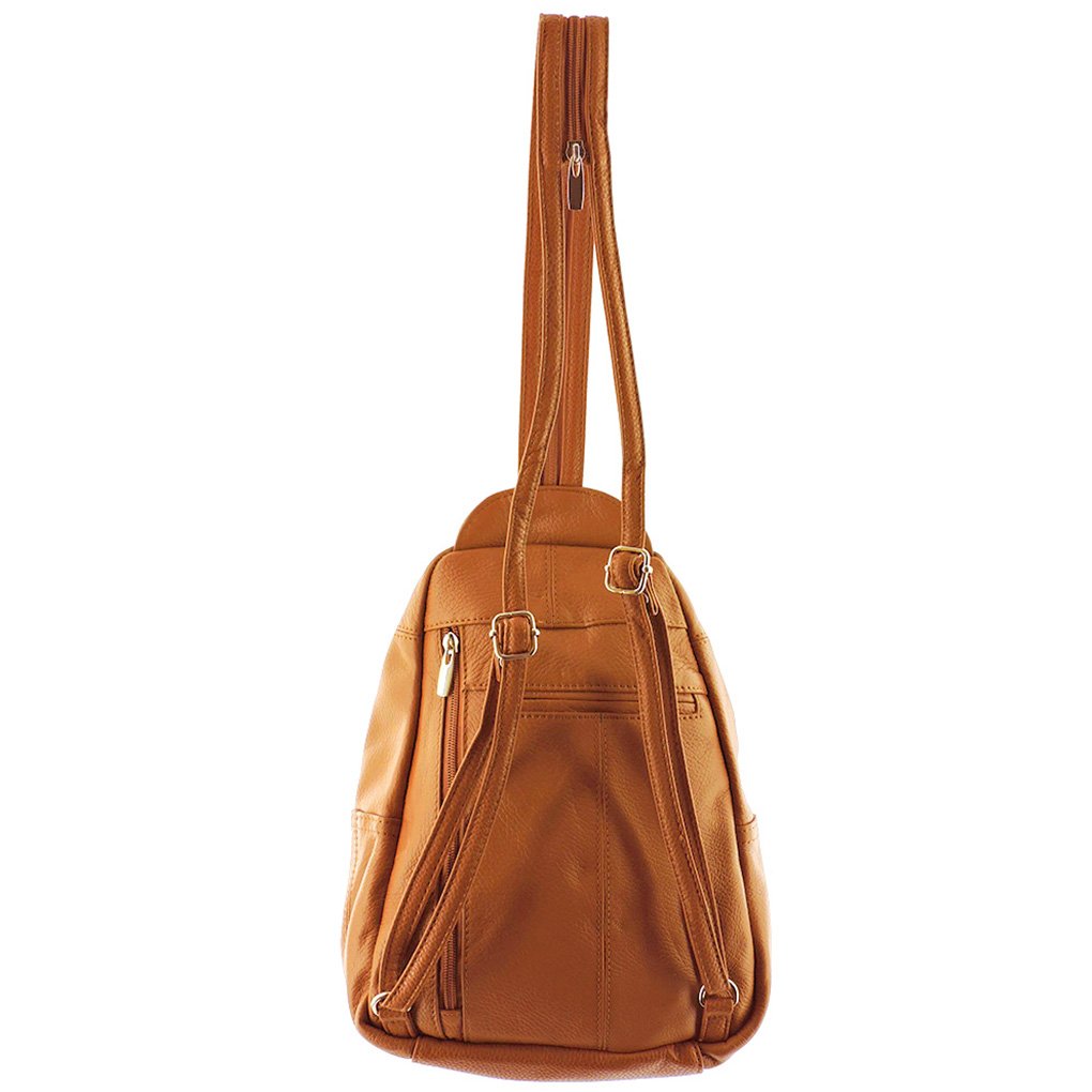 Leather Sling Backpack Convertible Medium Size Top Entry