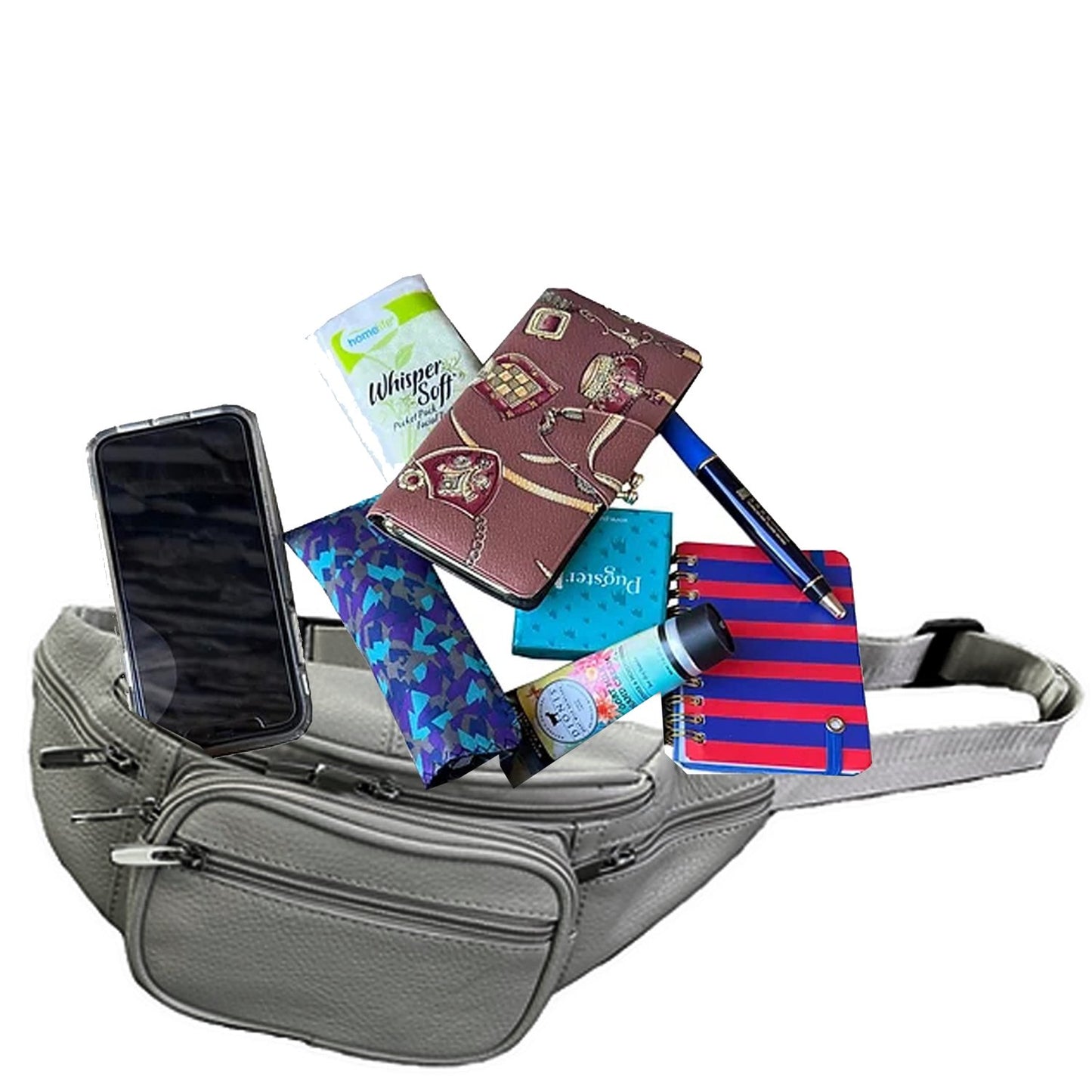 Men's Women's Leather Fanny Pack Waist-Pack Cellphone Holder Crossover Bag