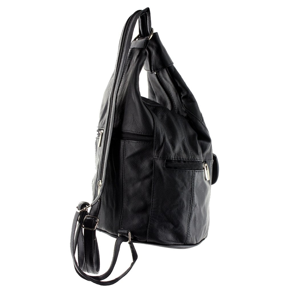 Women's Cowhide Leather Backpack Convertible Sling One Shoulder Large Bag Secure Entry |7 Pocket