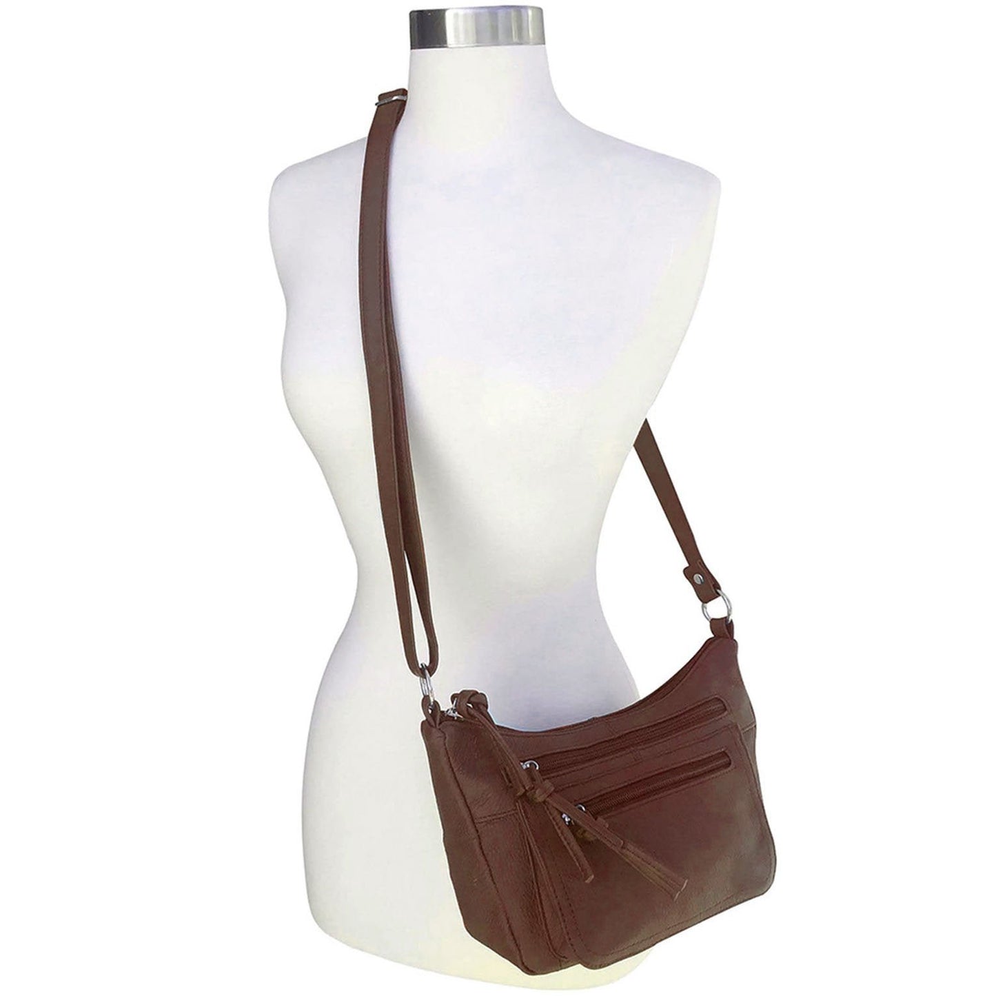 Women's Leather Medium Cross Body Purse Shoulder Ladies Handbag with Many Pocket