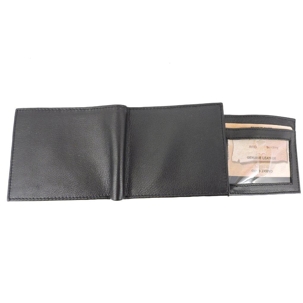 Men's RFID Leather Wallet Cowhide, ID, CC, Bill Pockets left flip