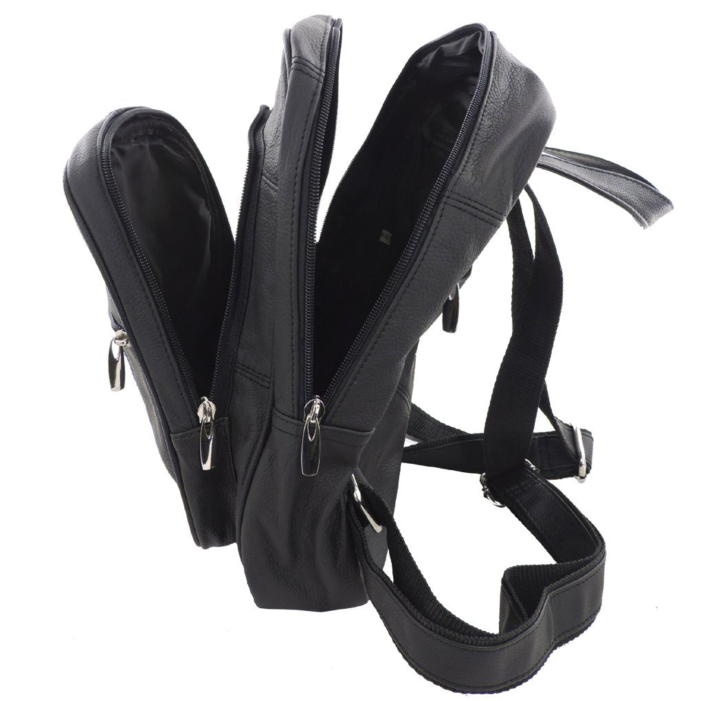 Men's Women's Cowhide Leather Backpack Organizer Travel Bag Unisex