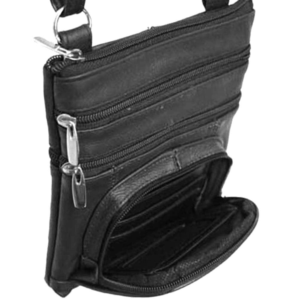 SILVERFEVER Women's Shoulder Crossbody Round RFID Pocket Small Genuine Leather Bag