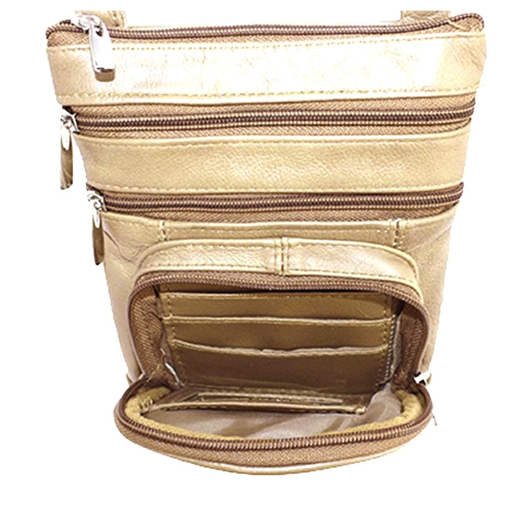 SILVERFEVER Women's Shoulder Crossbody Round RFID Pocket Small Genuine Leather Bag