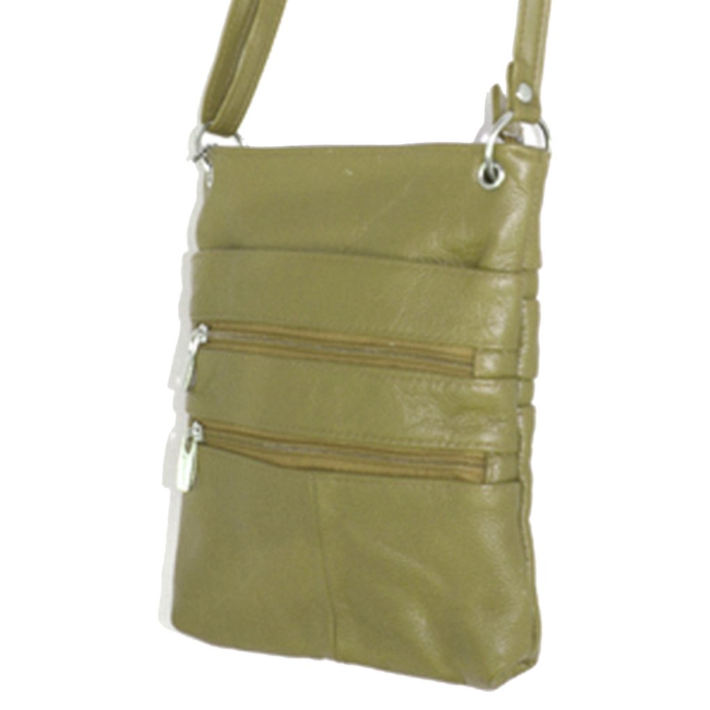 Genuine Leather Travel Shoulder Cross Body Purse Handbag Silver Fever