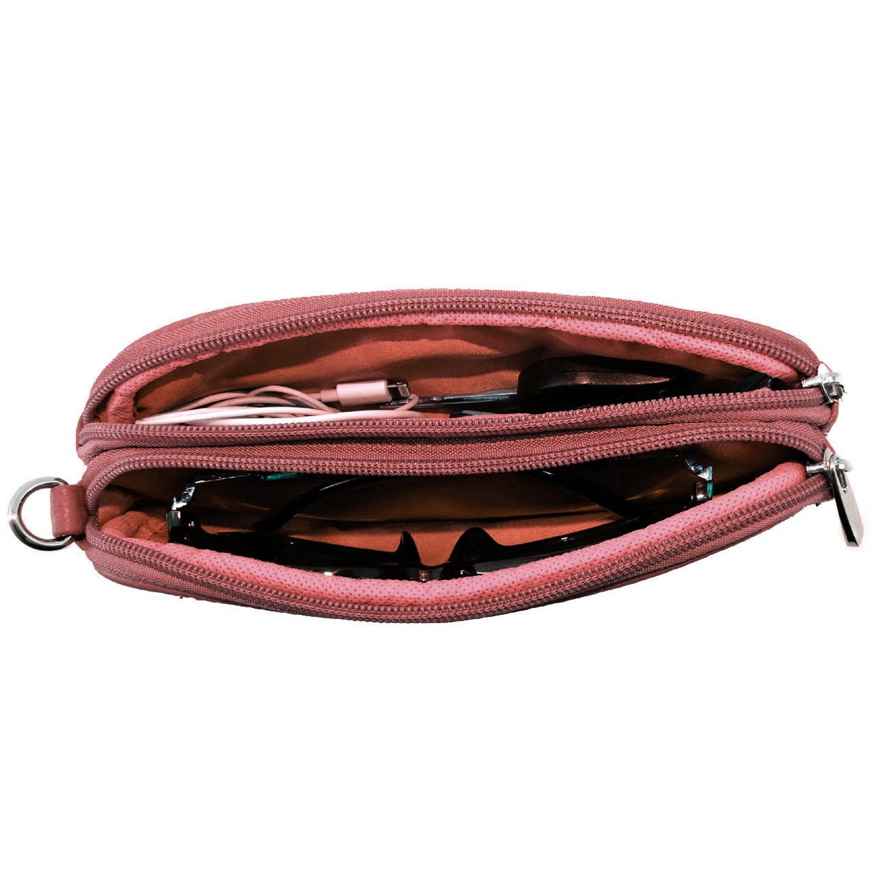 Leather Eyeglass Glasses Case with Wristlet Handle, Padded WOMAN