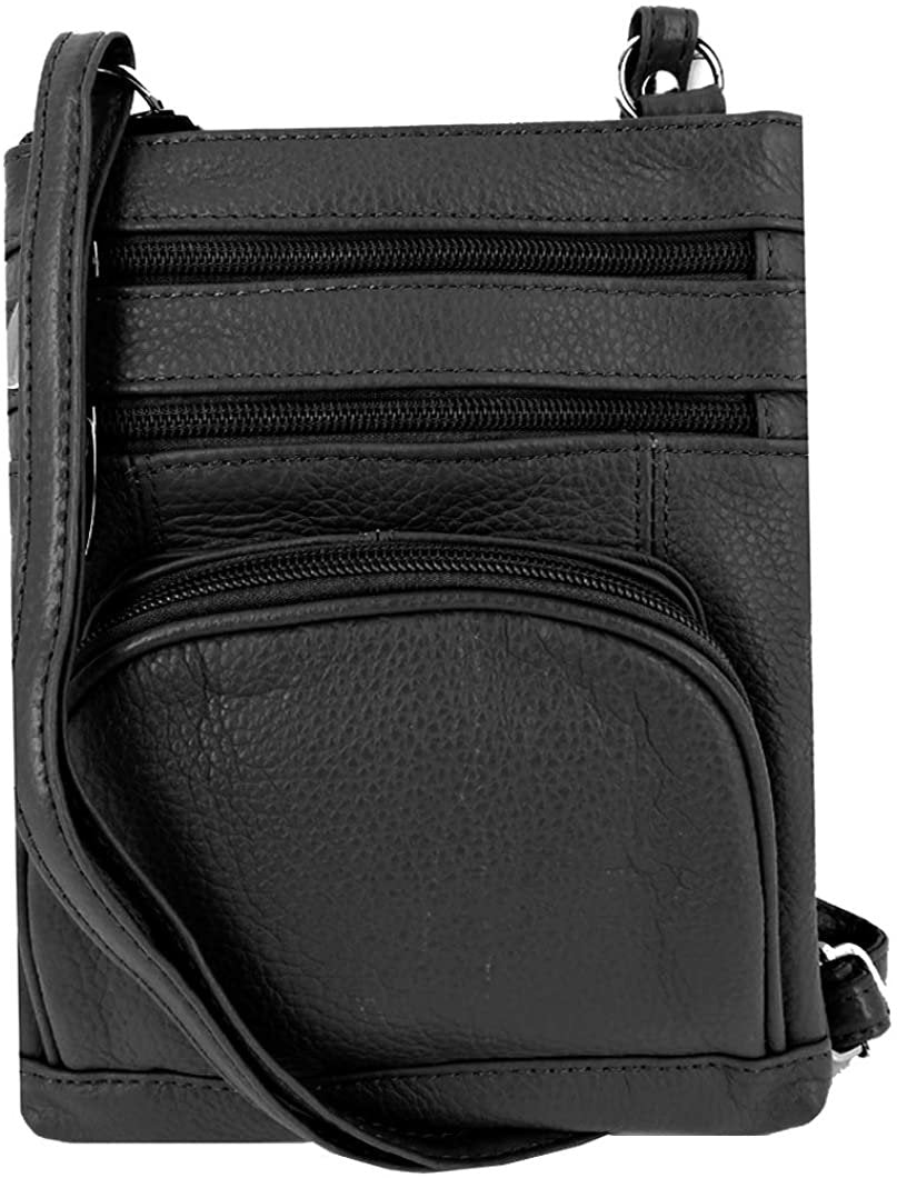 SILVERFEVER Genuine Leather Organizer Handbag Cross Body - Shoulder Travel Bag