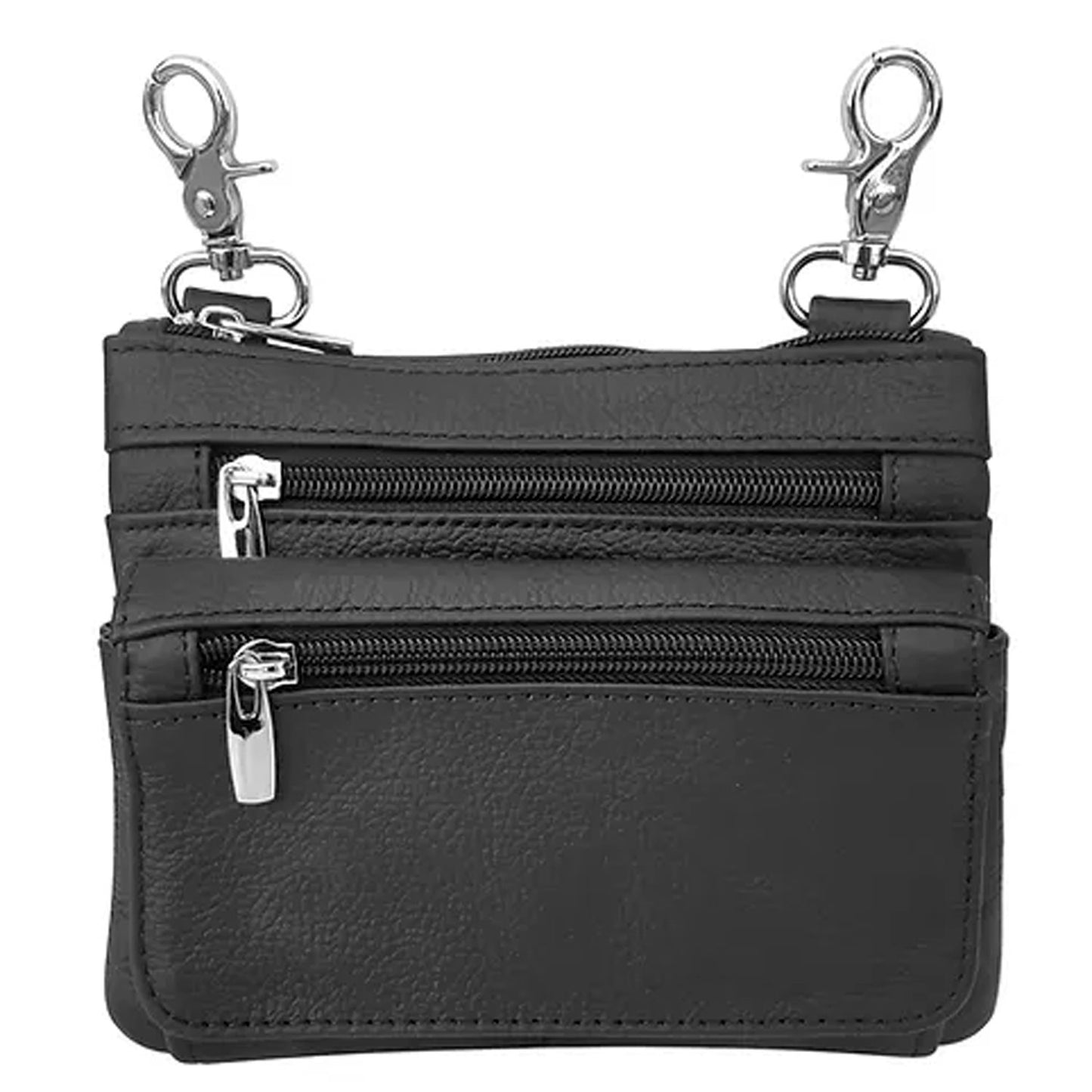 SILVERFEVER Leather Bike Rider Accordion Bag Cross Body Belt Phone Pack Pouch