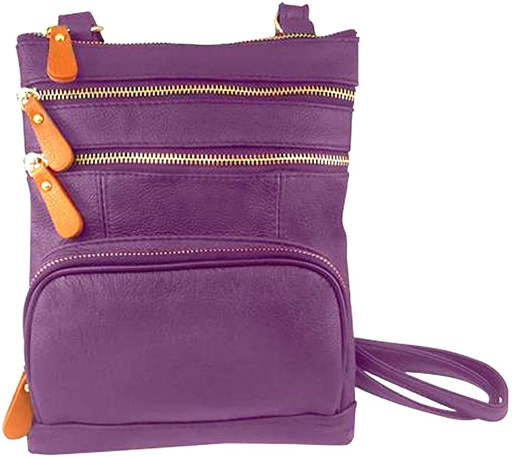 SILVERFEVER Genuine Leather Organizer Handbag Cross Body - Shoulder Travel Bag