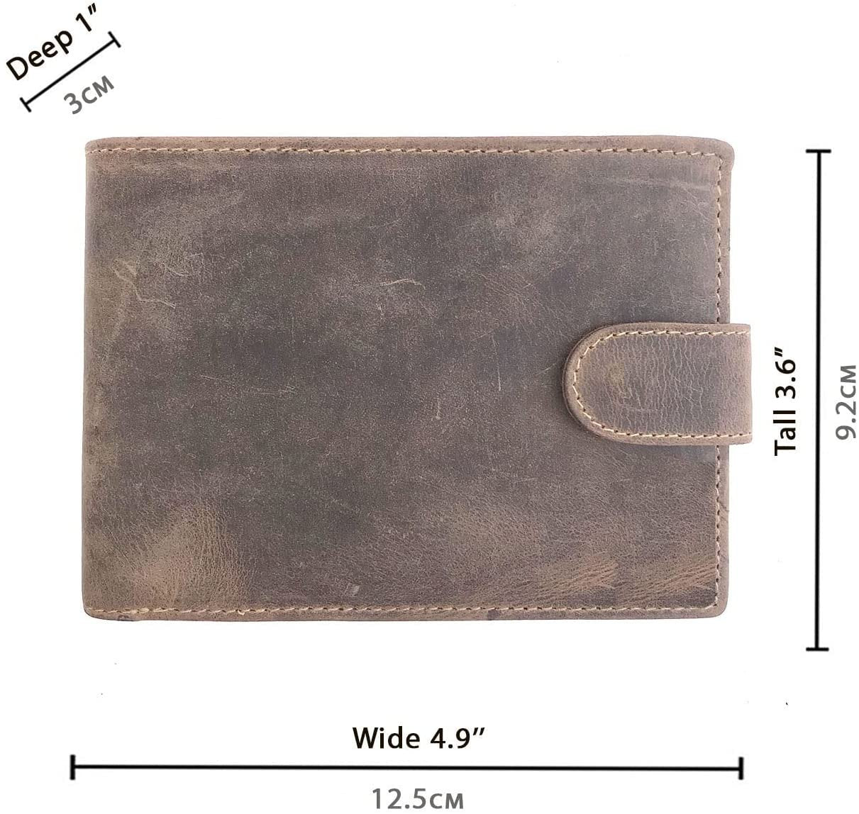 Leather Wallet for Men's-Genuine Washed Calf RFID Blocking Bifold Men Wallet With Coin Pocket (Vertical Flip Stitched Collar, Black)