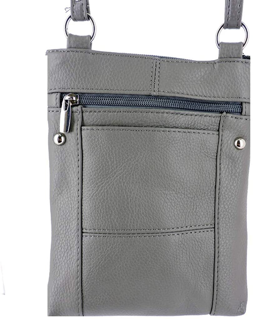 SILVERFEVER Women's Shoulder Crossbody Round RFID Pocket Small Genuine Leather Bag