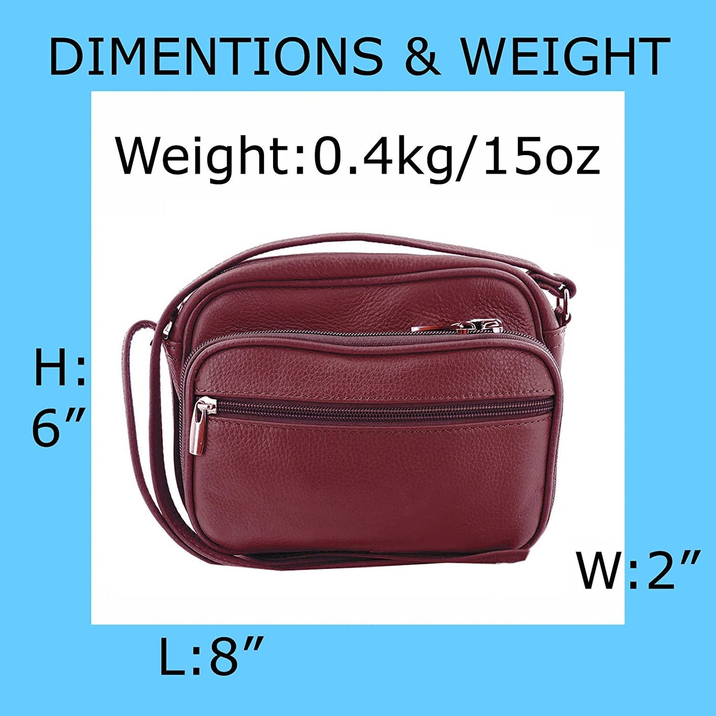 Cowhide Leather Womens Shoulder Purse Small Cross Body Organizer Bag with Many Pockets