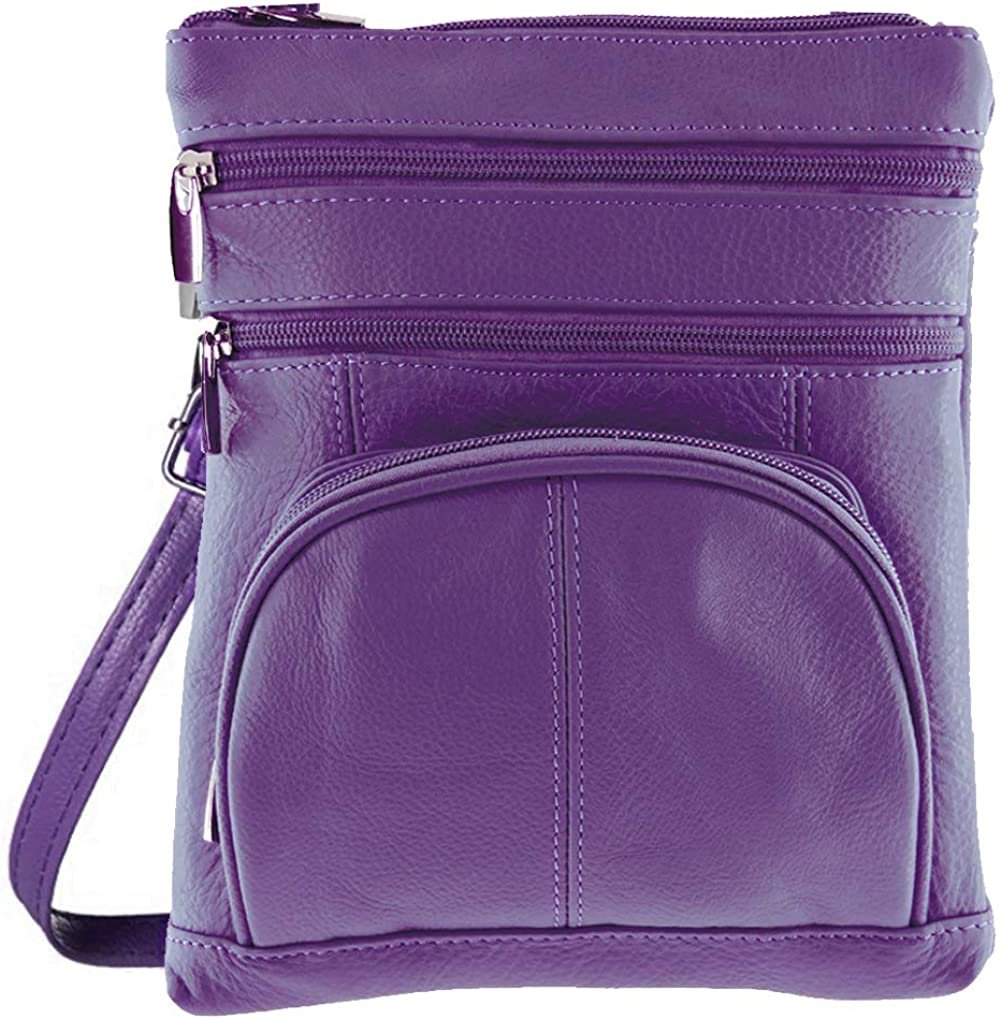 SILVERFEVER Genuine Leather Organizer Handbag Cross Body - Shoulder Travel Bag