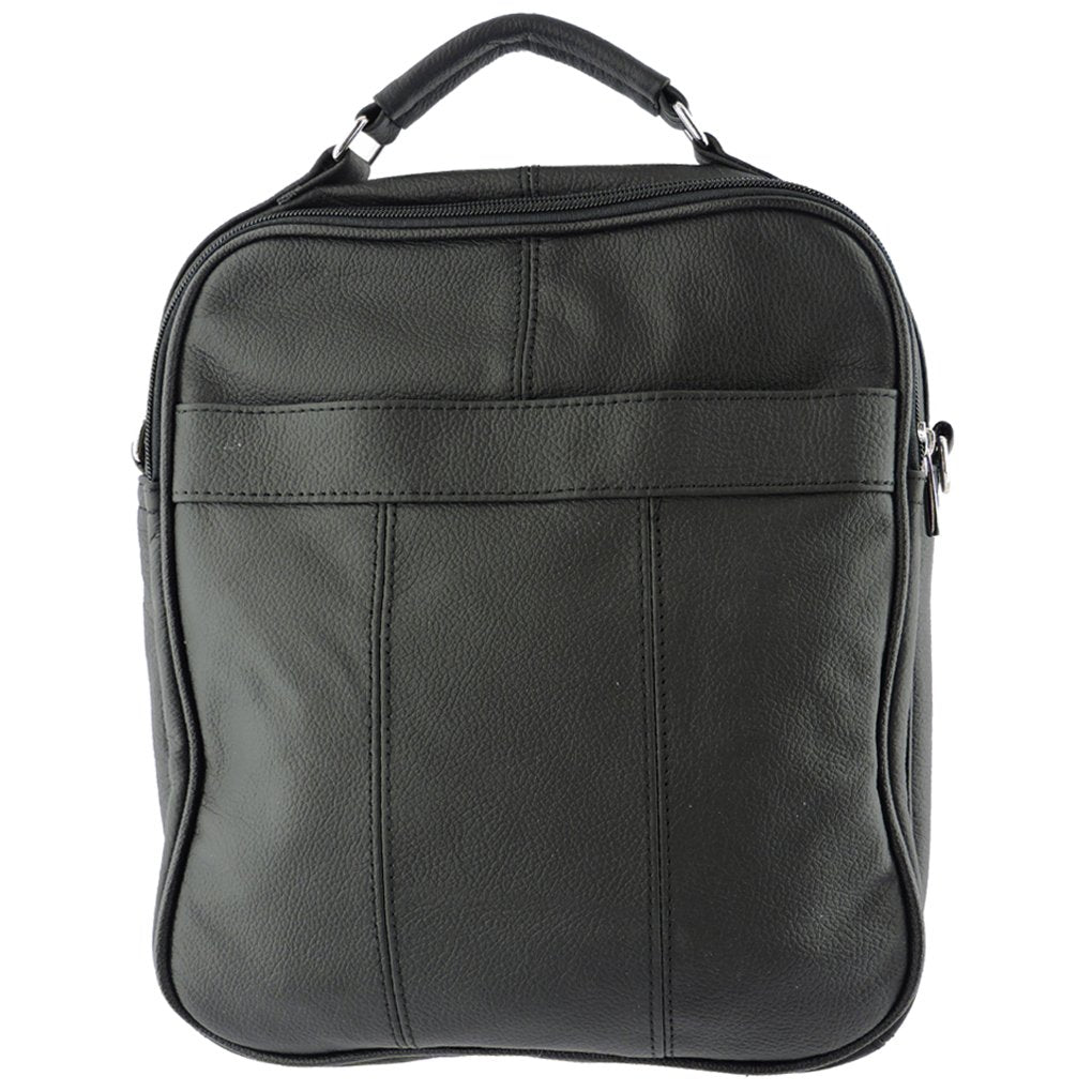 Cowhide Leather Men's Messenger Crossbody w Top Handle & Removable CB Strap