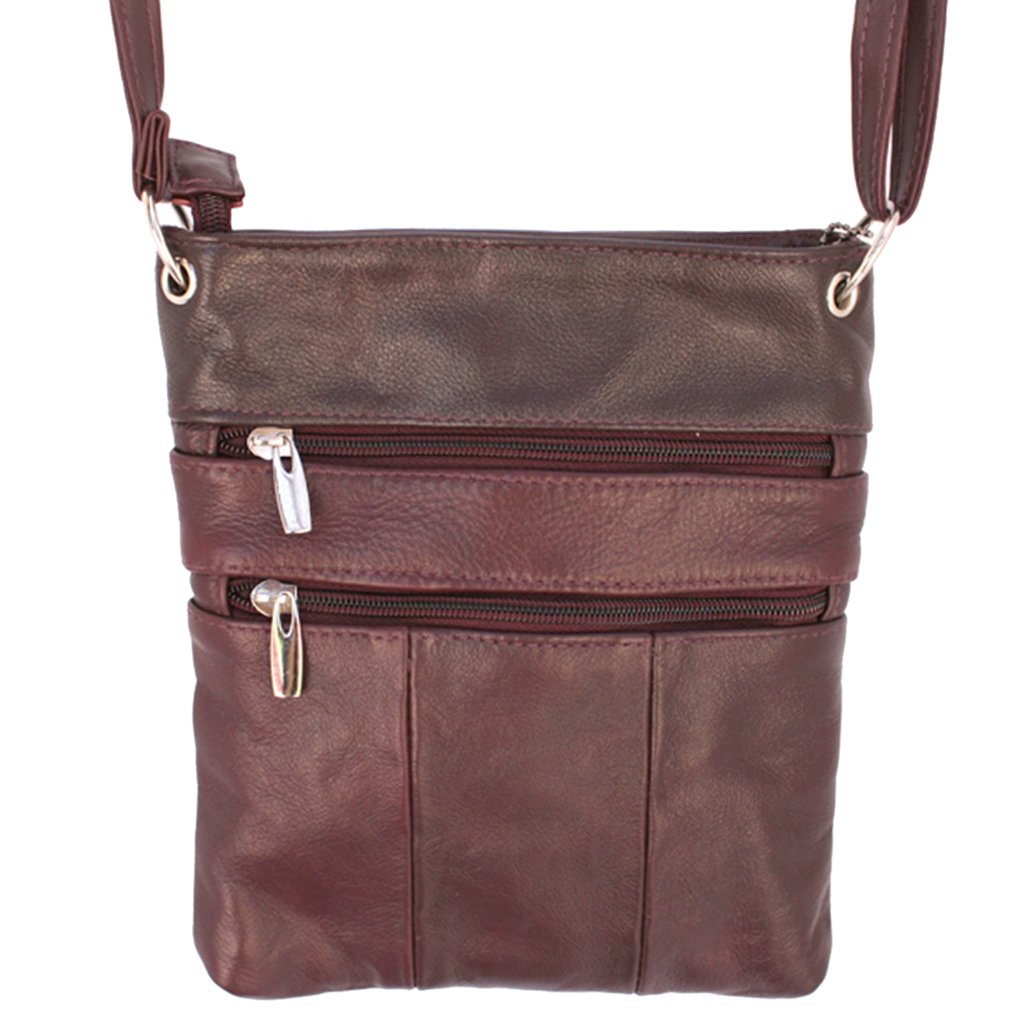 Genuine Leather Travel Shoulder Cross Body Purse Handbag Silver Fever