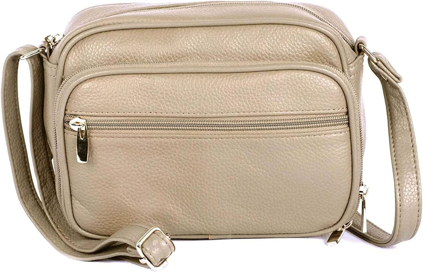 Cowhide Leather Womens Shoulder Purse Small Cross Body Organizer Bag with Many Pockets