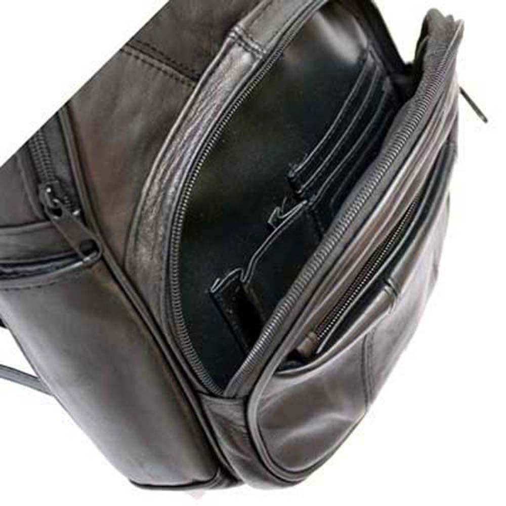 Silver Fever Genuine Leather Round Top Backpack Purse Organizer Bag