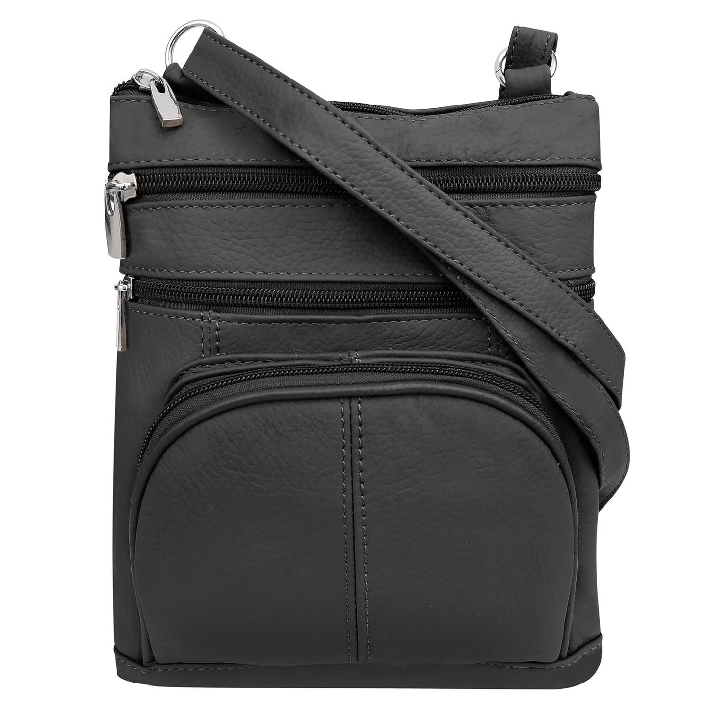 SILVERFEVER Women's Shoulder Crossbody Round RFID Pocket Small Genuine Leather Bag
