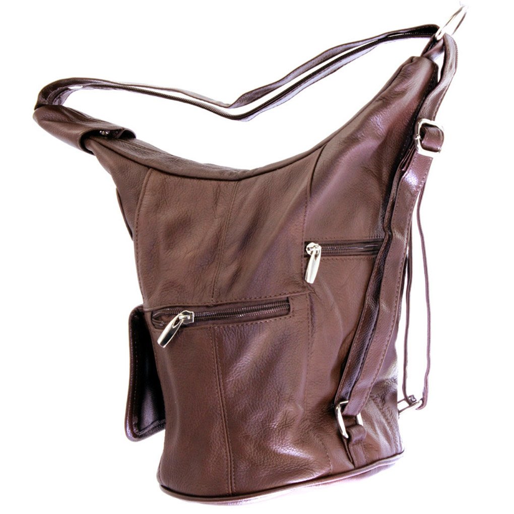 Women's Cowhide Leather Backpack Convertible Sling One Shoulder Large Bag Secure Entry |7 Pocket