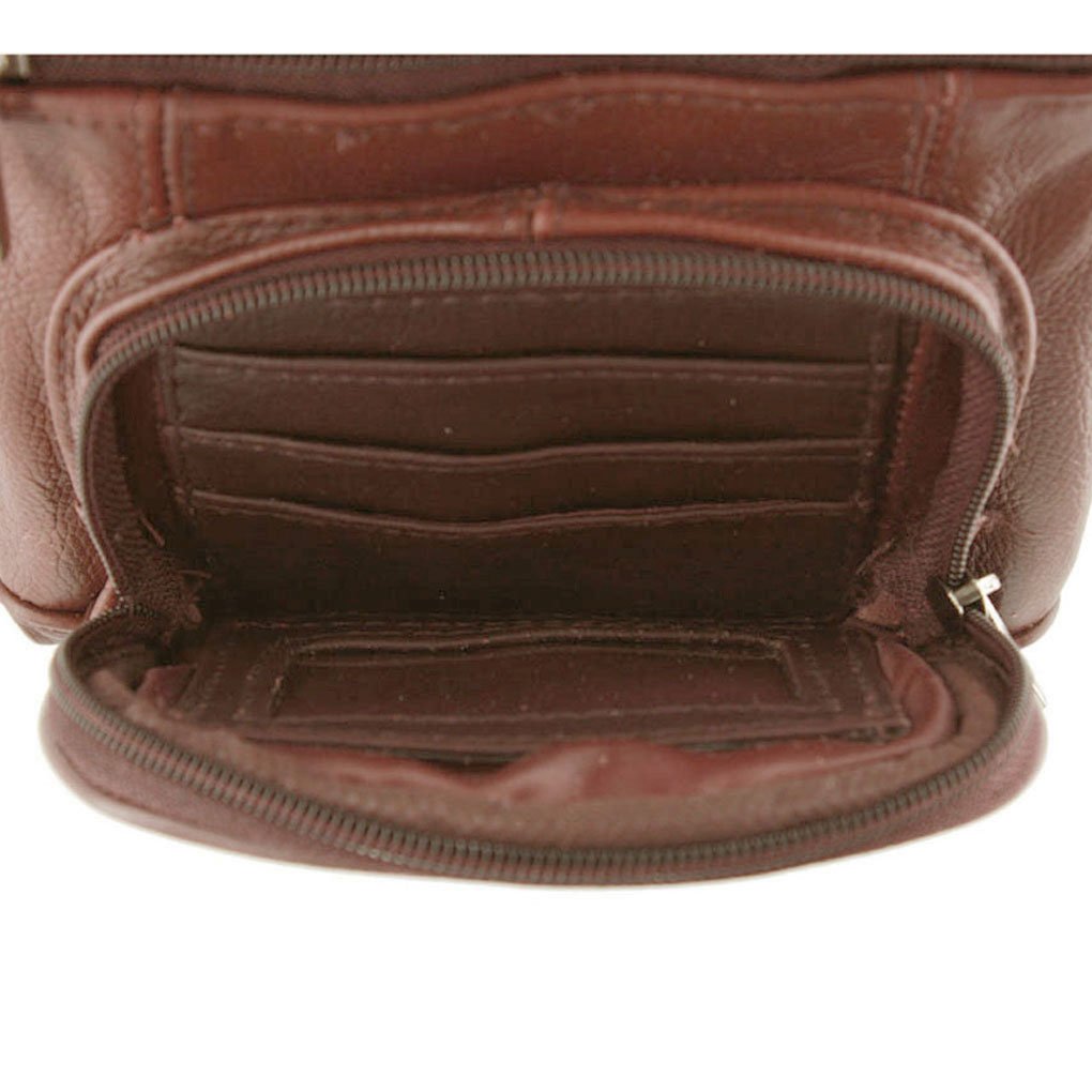 SILVERFEVER Women's Shoulder Crossbody Round RFID Pocket Small Genuine Leather Bag