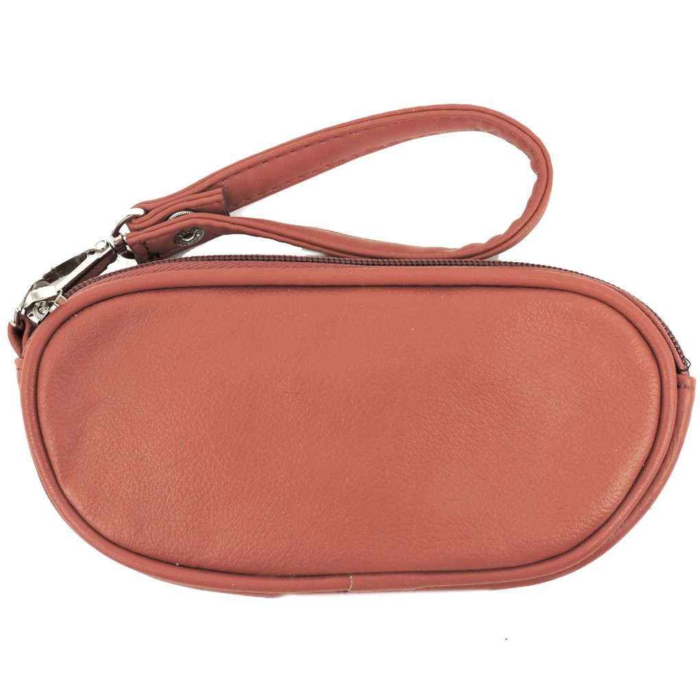 Leather Eyeglass Glasses Case with Wristlet Handle, Padded WOMAN