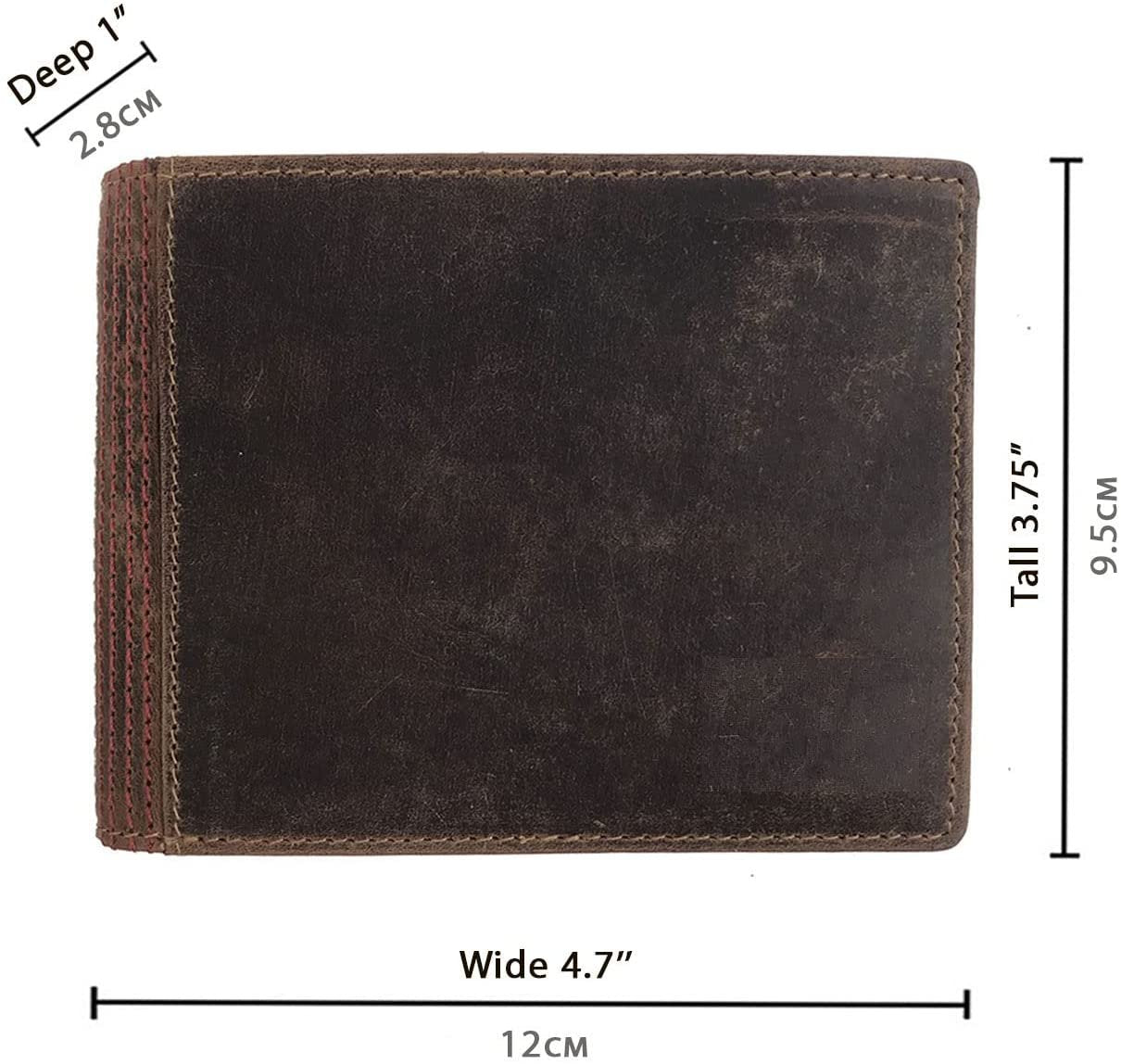 Leather Wallet for Men's-Genuine Washed Calf RFID Blocking Bifold Men Wallet With Coin Pocket (Vertical Flip Stitched Collar, Black)