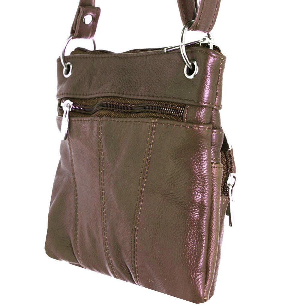Genuine Leather East West Cross Body Organizer Bag MEDIUM SIZE