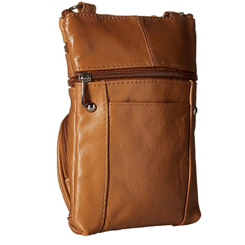 SILVERFEVER Women's Shoulder Crossbody Round RFID Pocket Small Genuine Leather Bag