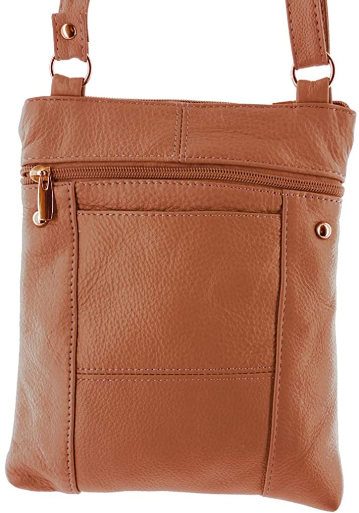 SILVERFEVER Genuine Leather Organizer Handbag Cross Body - Shoulder Travel Bag