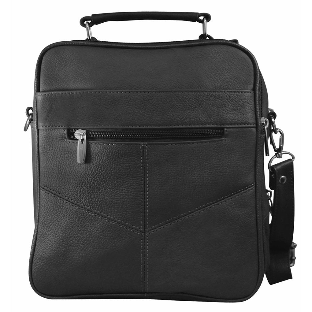 Cowhide Leather Men's Messenger Crossbody w Top Handle & Removable CB Strap