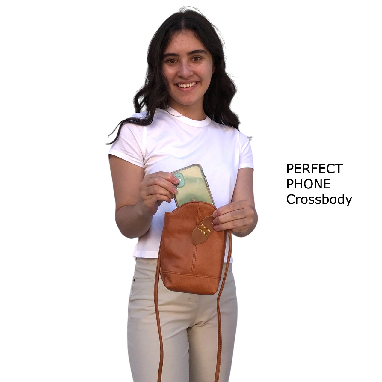 SILVERFEVER Women's Crossbody Handbag Leather Travel Ladies Phone Bag Genuine Cowhide Purse