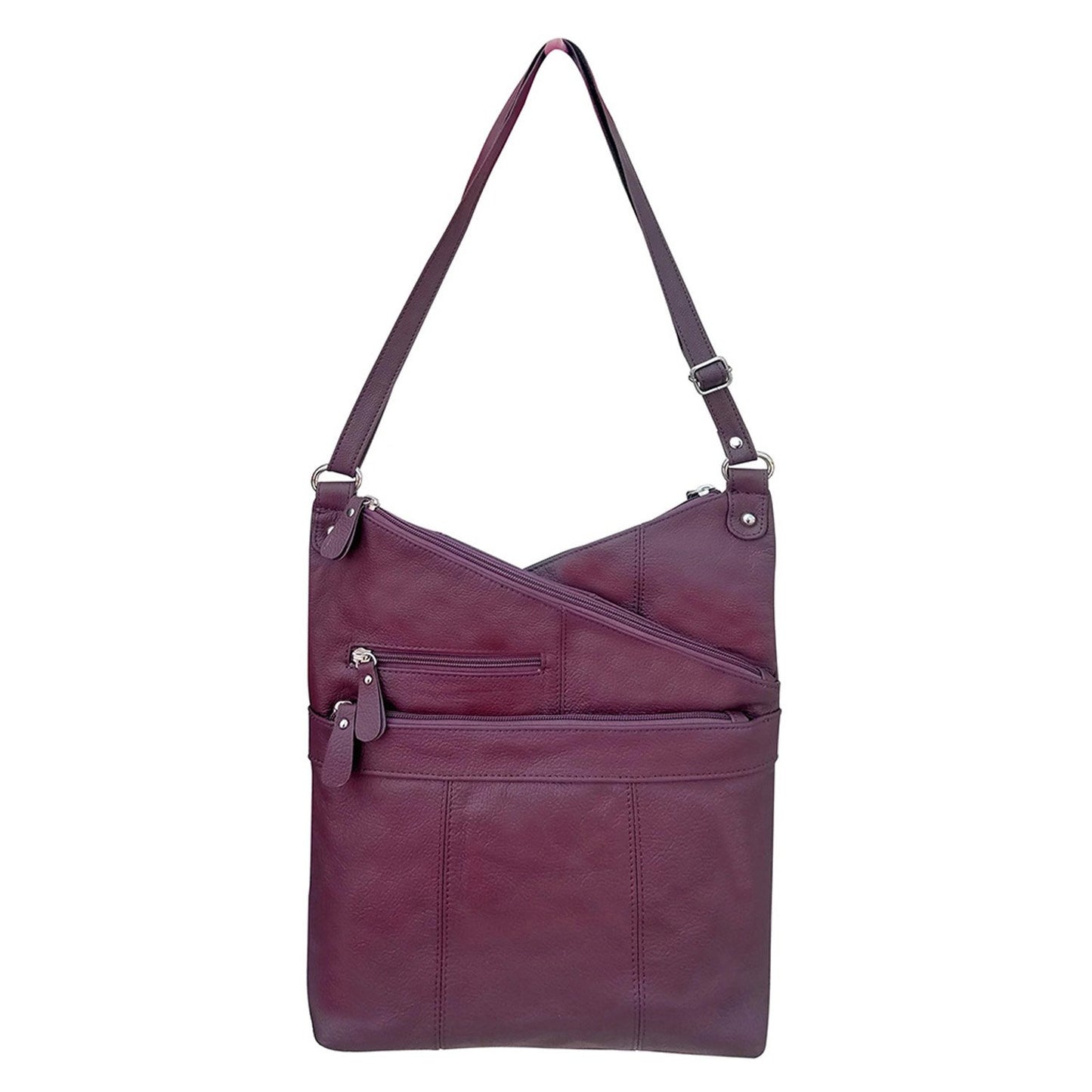 Women's Leather Large Crossbody Travel Handbag Water Resistant Purse SilverFever