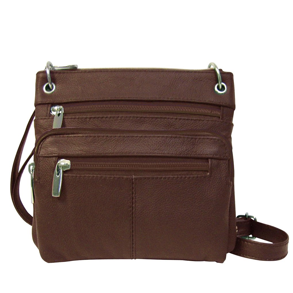 Genuine Leather East West Cross Body Organizer Bag MEDIUM SIZE