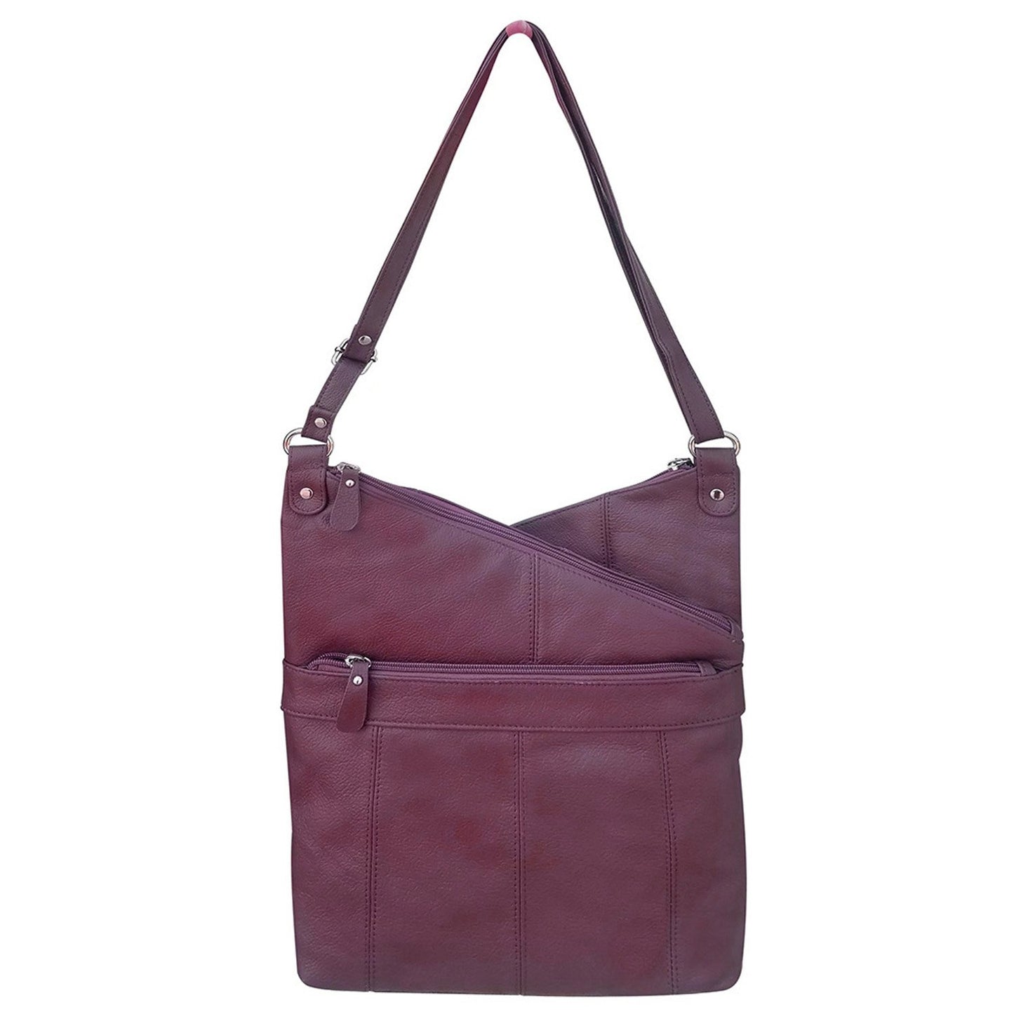 Women's Leather Large Crossbody Travel Handbag Water Resistant Purse SilverFever