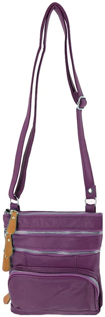 SILVERFEVER Genuine Leather Organizer Handbag Cross Body - Shoulder Travel Bag