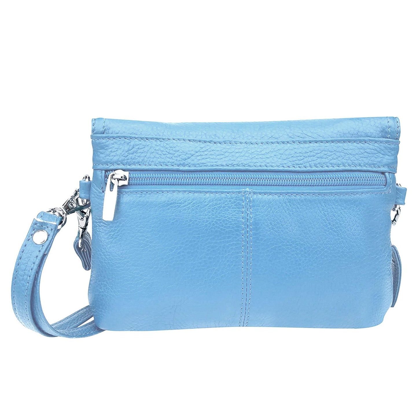 Leather Handbag Purse Womens Small Clutch Wristlet Crossbody Multi Compartment Organiser Fits Phone SilverFever
