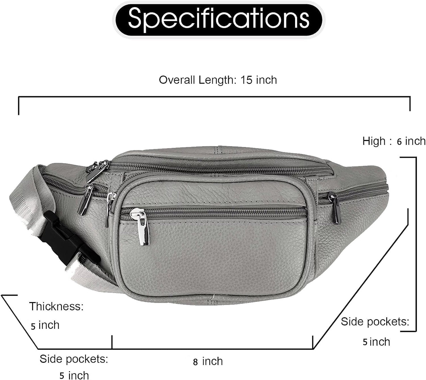 Men's Women's Leather Fanny Pack Waist-Pack Cellphone Holder Crossover Bag